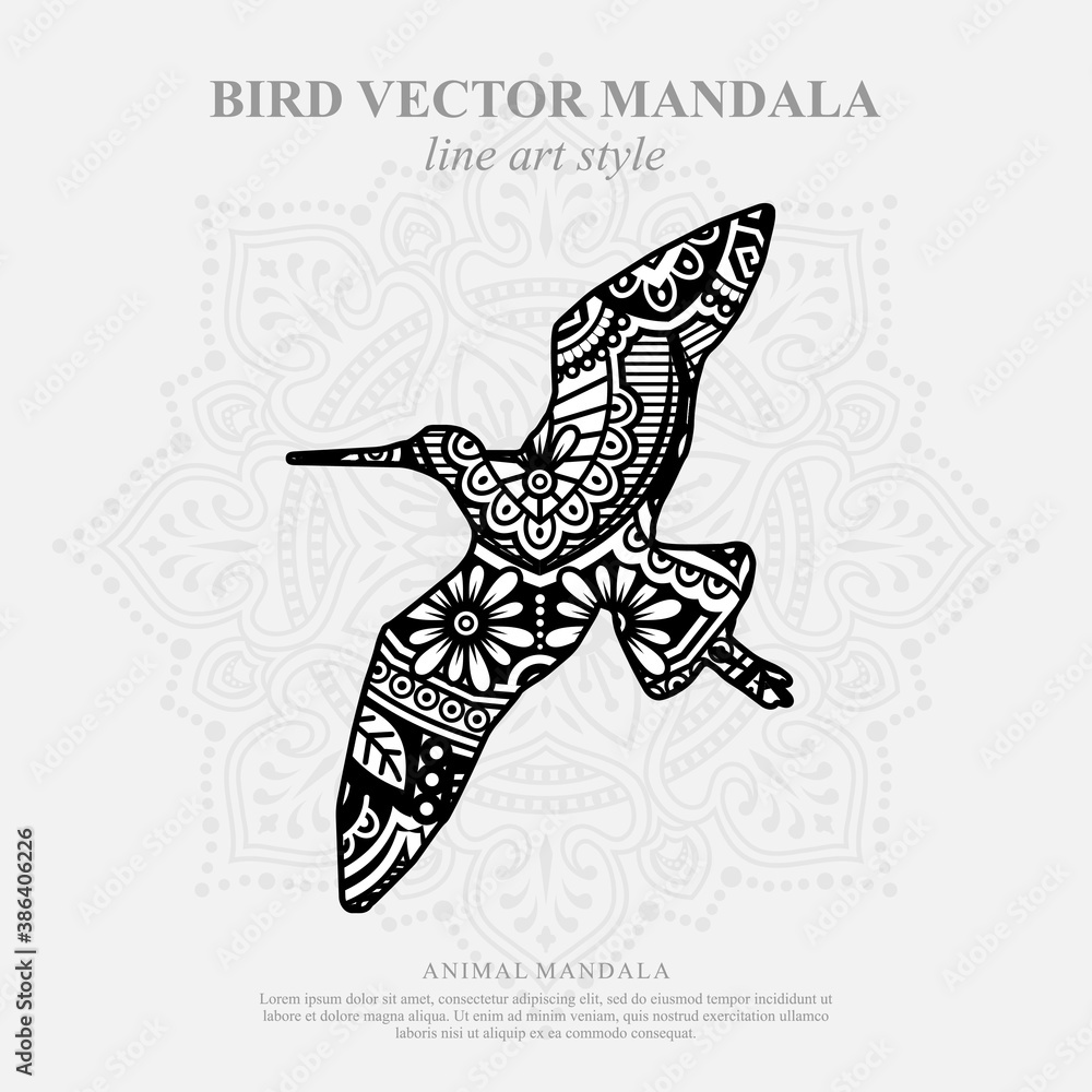 Fototapeta premium Bird Vector Mandala Line Art Style