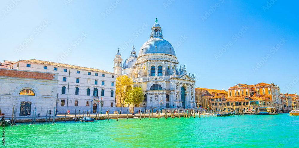 Grand Canal in Venice and Basilica di Santa Maria della Salute, Venice, Italy