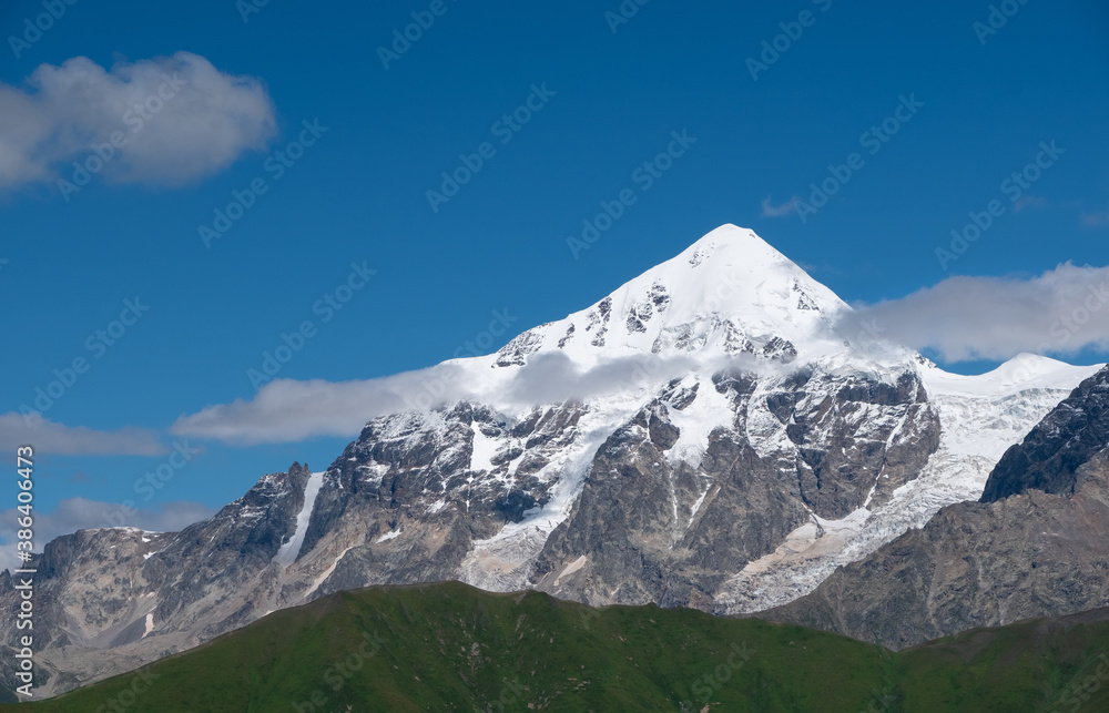 Summit Tetnuld in Caucasus mountains, Upper Svaneti, Georgia