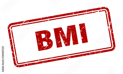 bmi stamp. square grunge sign on white background