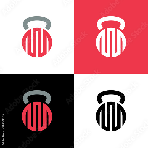 Kettlebell logo design template elements, vector illustration