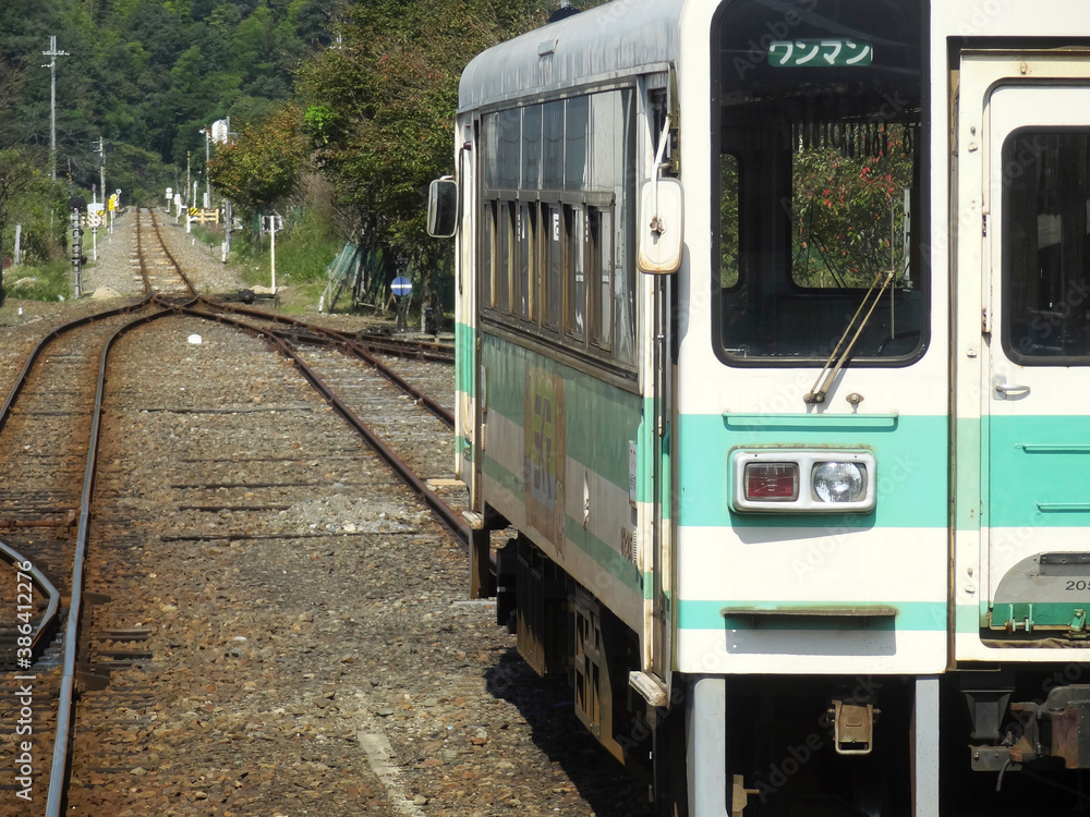 Naklejka premium 信楽高原鉄道のレールと車両