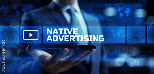 Native advertising internet publication concern digital marketing business concept.
