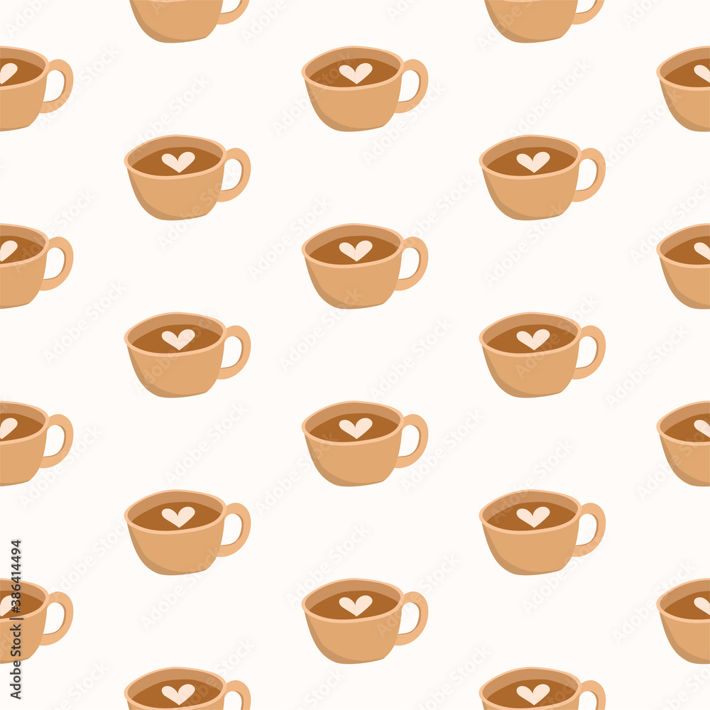Obraz premium Coffee cup seamless pattern vector design