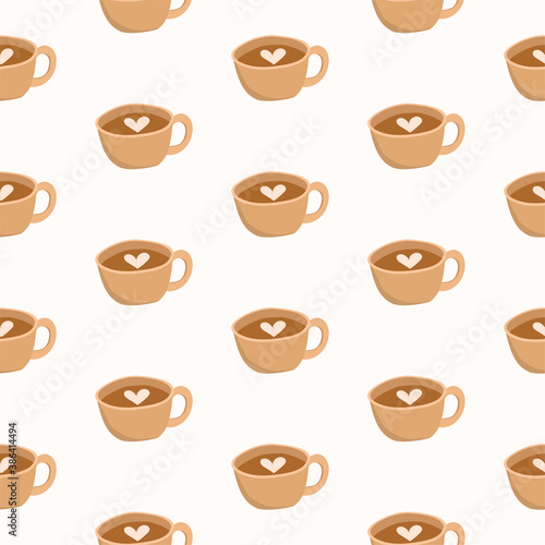 Coffee cup seamless pattern vector design