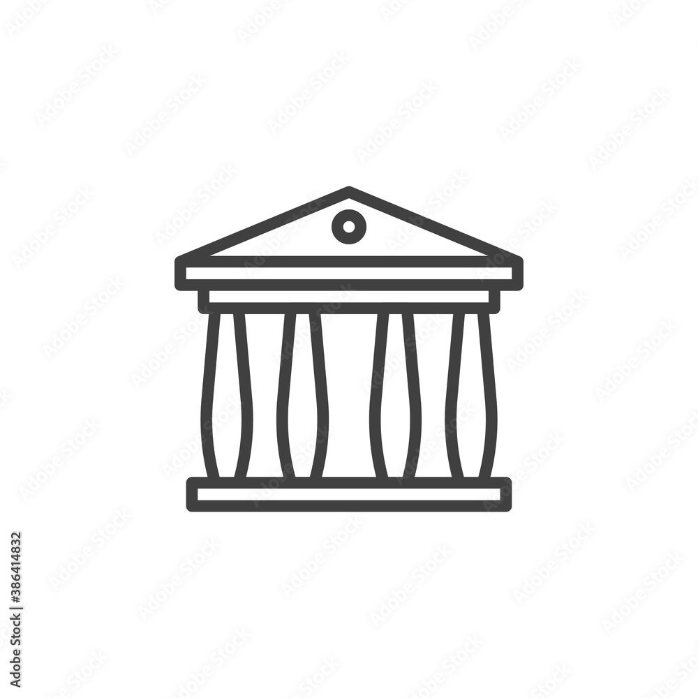 Court house building line icon. linear style sign for mobile concept and web design. Bank building with columns outline vector icon. Symbol, logo illustration. Vector graphics Court house building line icon. linear style sign for mobile concept and web design. Bank building with columns outline vector icon. Symbol, logo illustration. Vector graphics