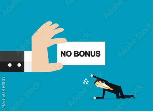 Sad businessman no bonus money