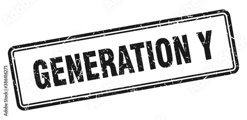 generation y stamp. square grunge sign on white background