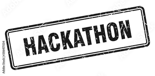 hackathon stamp. square grunge sign on white background