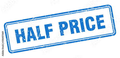half price stamp. square grunge sign on white background