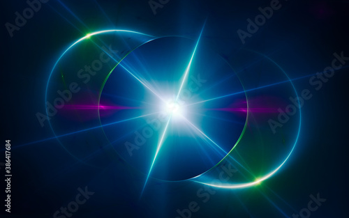 abstract illustration of a fantastic star with many rays on a black background