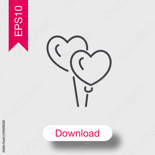 Heart balloons icon isolated on background. Love symbol modern, simple, vector, icon for website design, mobile app, ui. Vector Illustration