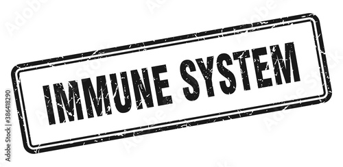 immune system stamp. square grunge sign on white background
