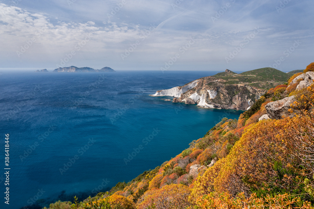 Ponza, Pontine Islands, Latina district, Latium, Lazio, Italy, Europe, National Park of Circeo, on the island of Palmarola background