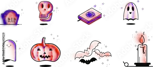 Halloween silhouette character set collection for celebration	
