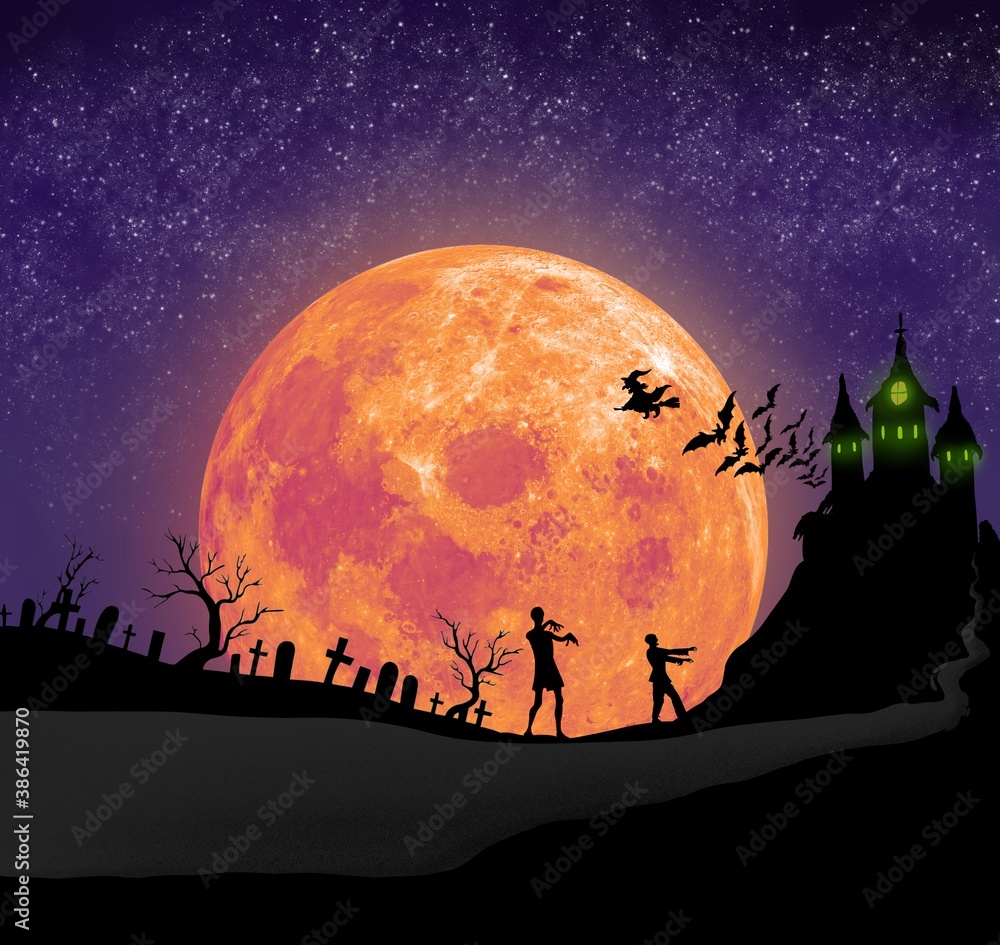 Luna roja halloween zombis brujas castillos