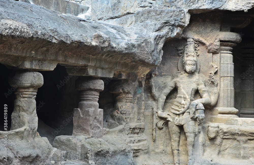 stone carving and Sculptures at Ellora caves ,UNESCO world heritage site near Aurangabad, Maharashtra, India stone carving and Sculptures at Ellora caves ,UNESCO world heritage site near Aurangabad, Maharashtra, India