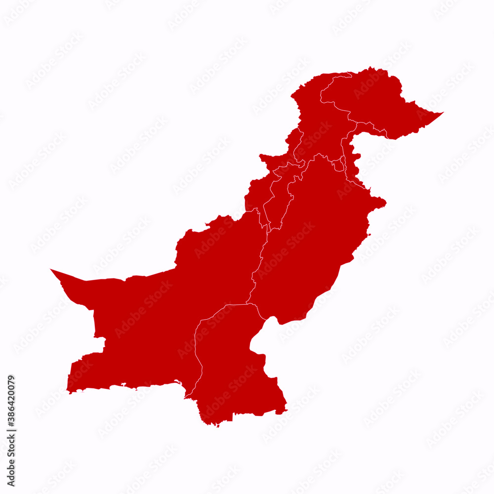High Detailed Red Map of Pakistan on White isolated background, Vector Illustration EPS 10