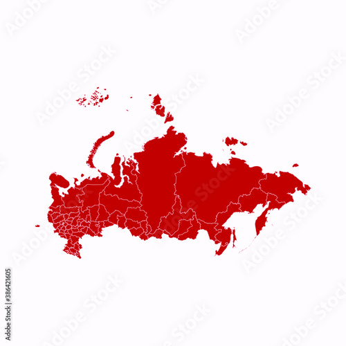 High Detailed Red Map of Russia on White isolated background, Vector Illustration EPS 10