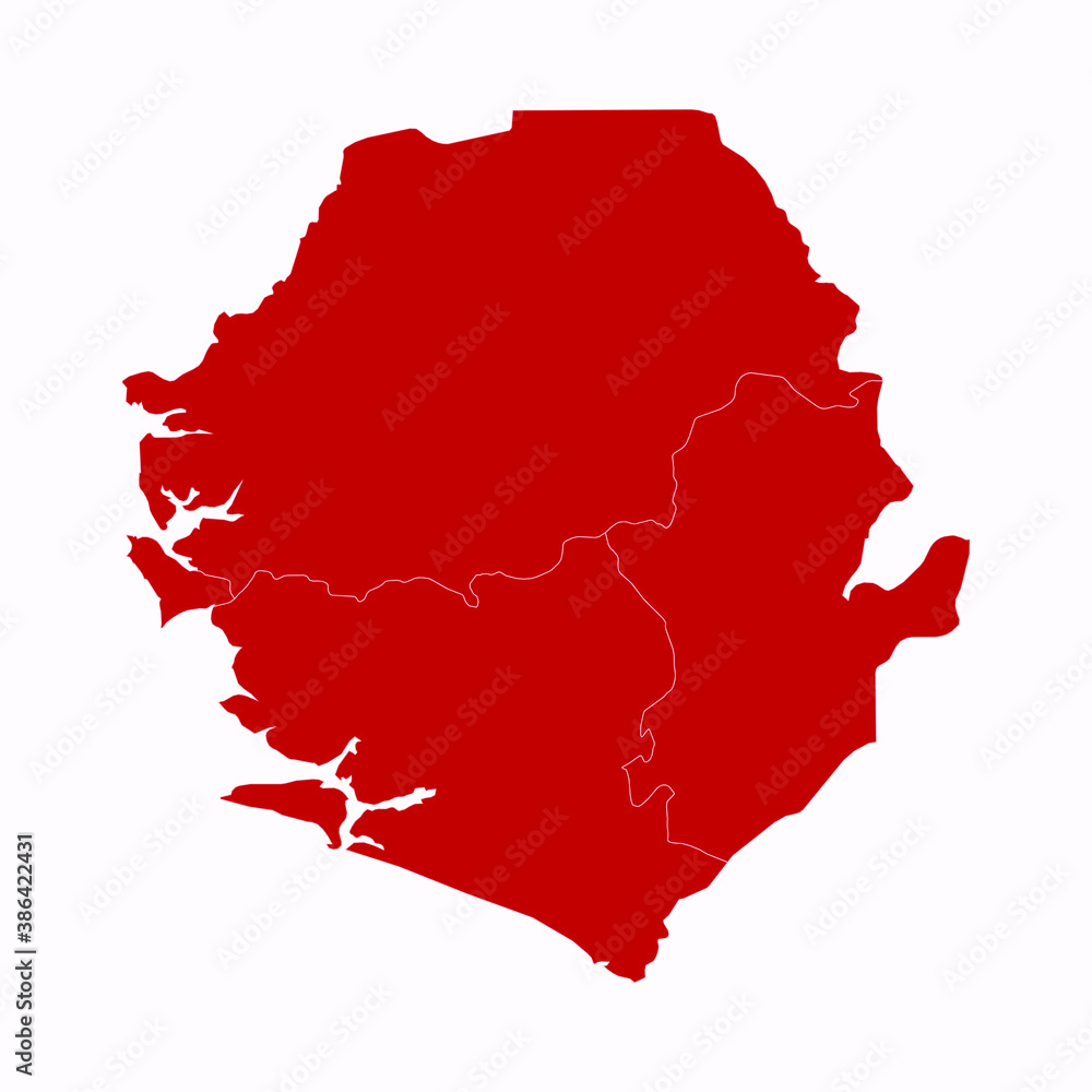 High Detailed Red Map of Sierra Leone on White isolated background, Vector Illustration EPS 10 High Detailed Red Map of Sierra Leone on White isolated background, Vector Illustration EPS 10