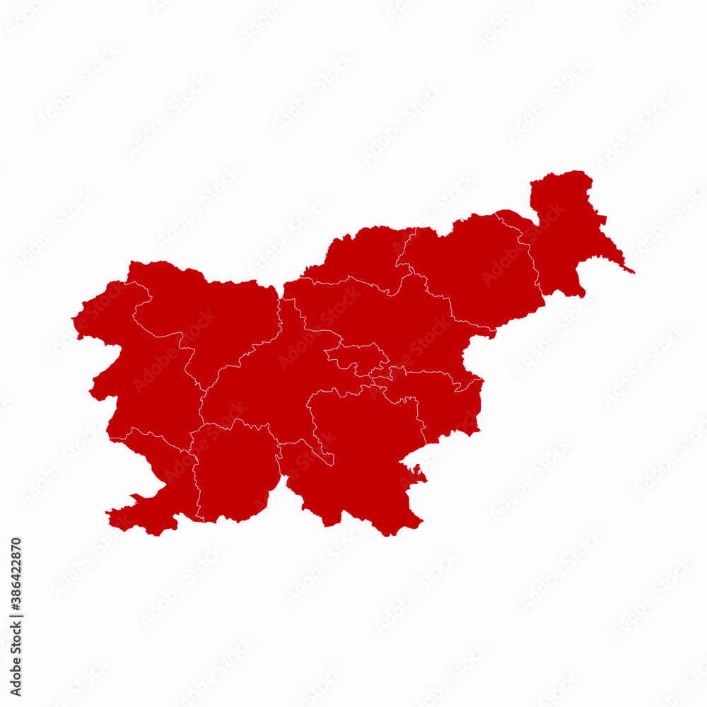 High Detailed Red Map of Slovenia on White isolated background, Vector Illustration EPS 10 High Detailed Red Map of Slovenia on White isolated background, Vector Illustration EPS 10