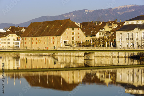 Riverside of Aare and houses in Solothurn, Switzerland