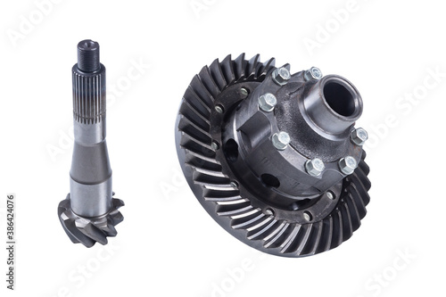 Bild auf Leinwand Rear axle differential Assembly with main pair of 9 teeth Russian car shaft isol