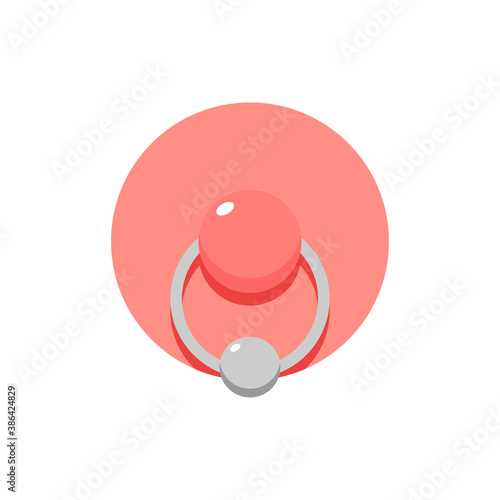 Nipple piercing vector cartoon icon isolated on a white background.