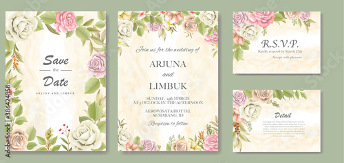 Elegant floral wedding invitation card 