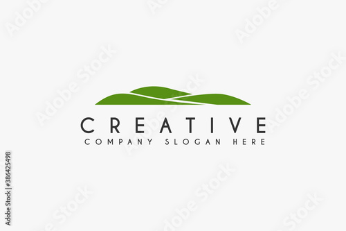 Fototapet Landscape Hills logo design vector illustration