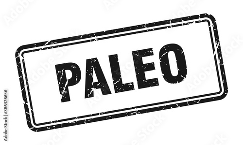 paleo stamp. square grunge sign on white background