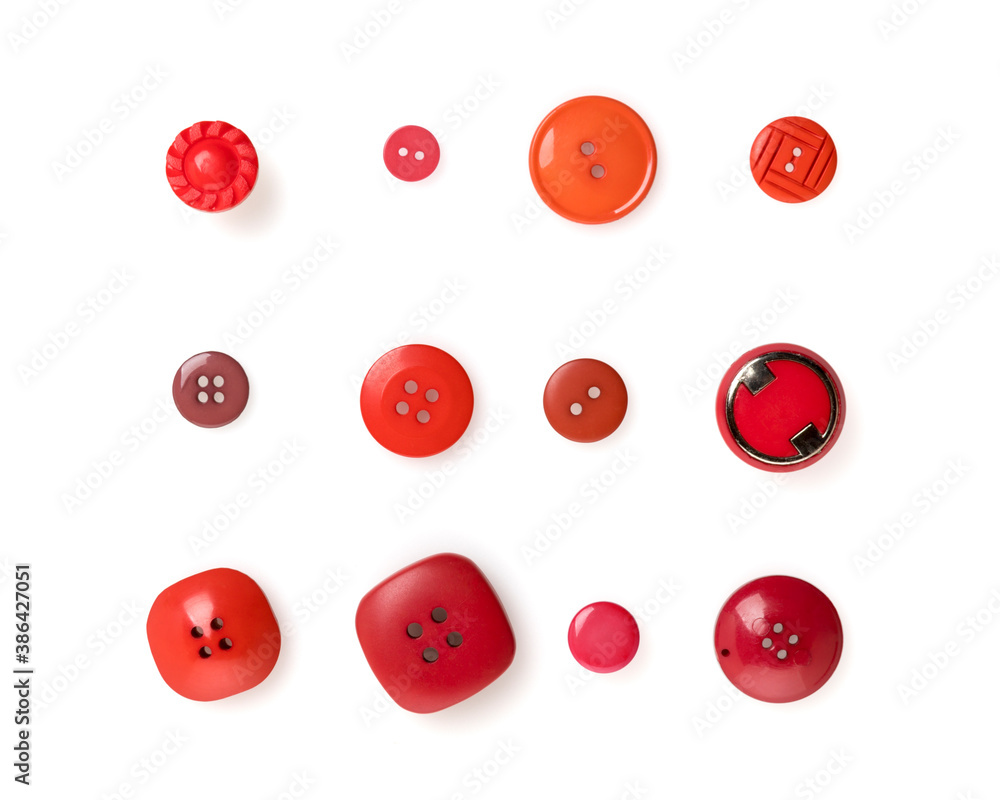 Isolated red buttons collection on white background Isolated red buttons collection on white background