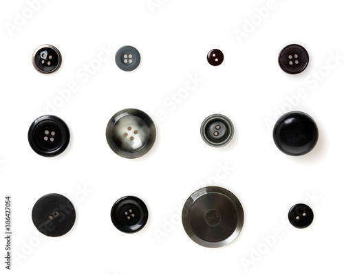 Isolated black and grey buttons collection on white background