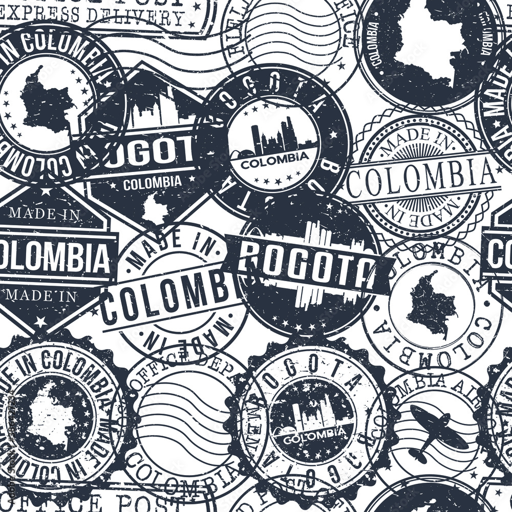 Vetor de Bogota Colombia Stamps Background. City Stamp Vector Art