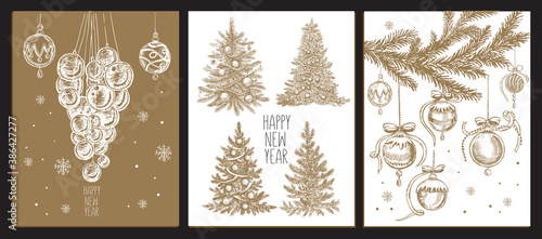 Christmas Greeting card. Design element in doodle style.	