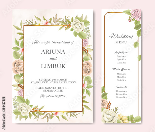 Elegant floral wedding invitation card 