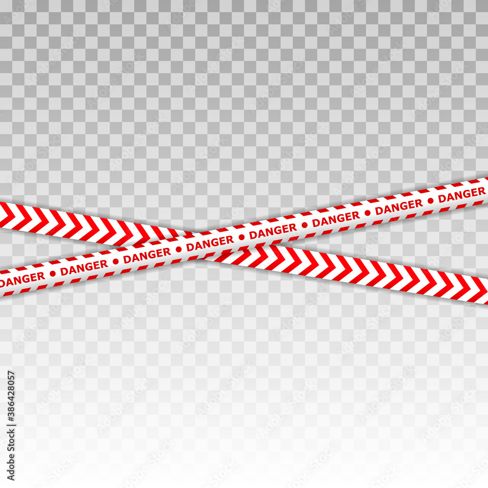 Fototapeta premium Police line and do not cross, Danger tapes set isolated on transparent background