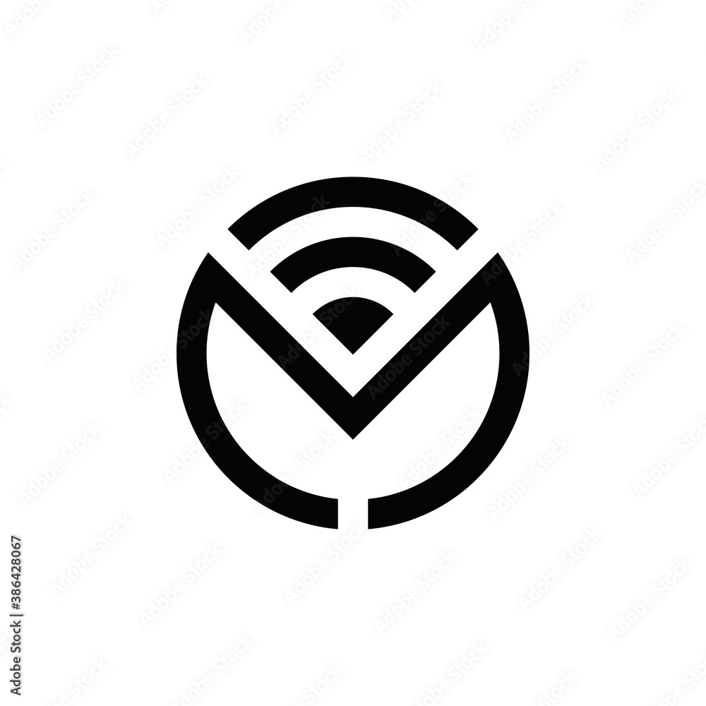 m initial connection signal logo design vector symbol graphic idea creative m initial connection signal logo design vector symbol graphic idea creative