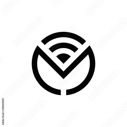 m initial connection signal logo design vector symbol graphic idea creative
