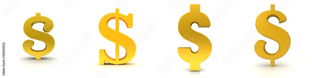 Dollar $ sign 3d gold symbol golden icon set Dollar $ sign 3d gold symbol golden icon set