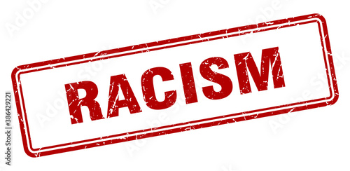 racism stamp. square grunge sign on white background
