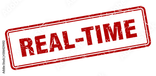 real-time stamp. square grunge sign on white background