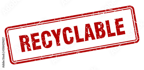 recyclable stamp. square grunge sign on white background