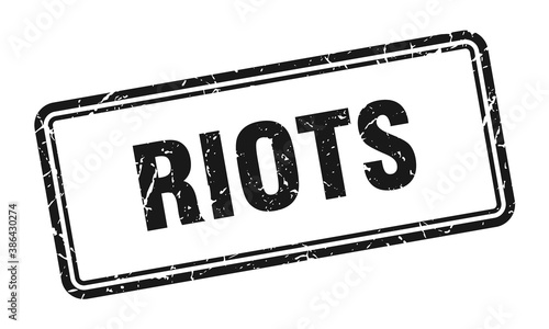 riots stamp. square grunge sign on white background