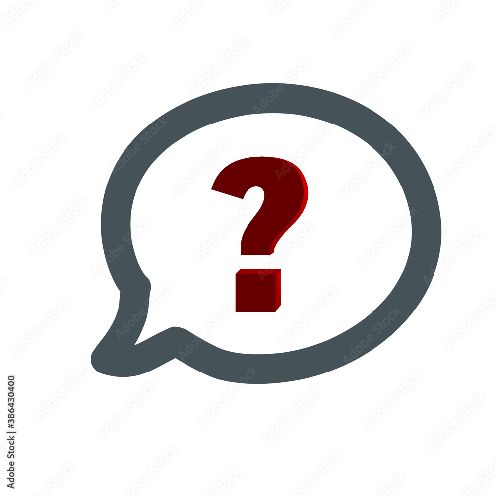 3d shape Question mark in balloon on white background.