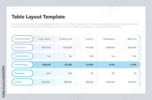 Simple business table layout. Flat design, easy to use for your website or presentation.