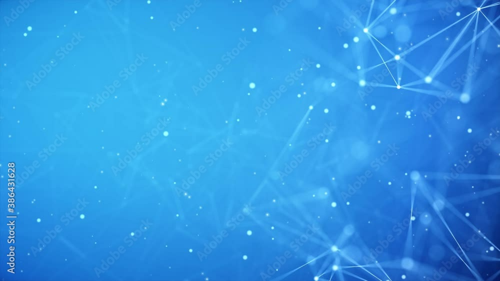 Abstract composition with connecting dots and lines and triangles Loop backround. Plexus effect. Cyber Digital data Visualization Network Polygon Connection Structure. Science Medical Technology