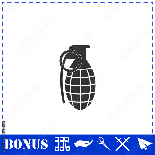 Hand grenade icon flat