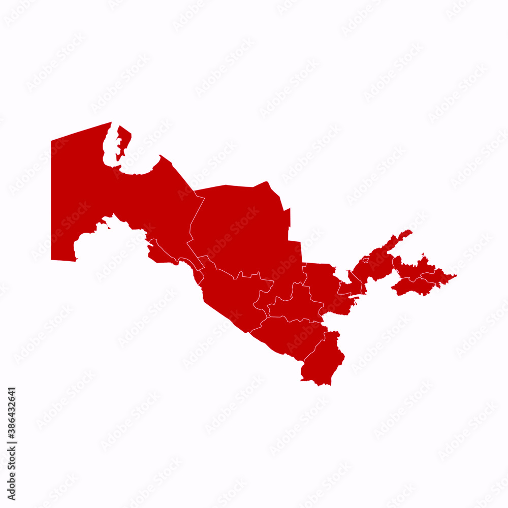 Fototapeta premium High Detailed Red Map of Uzbekistan on White isolated background, Vector Illustration EPS 10