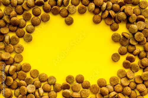 Frame of dog dry food, top view